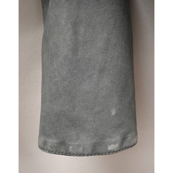 Roncarati | Gray Leather Moto Zip Jacket Size: 42 / Approx. US 8 - Picture 8 of 16